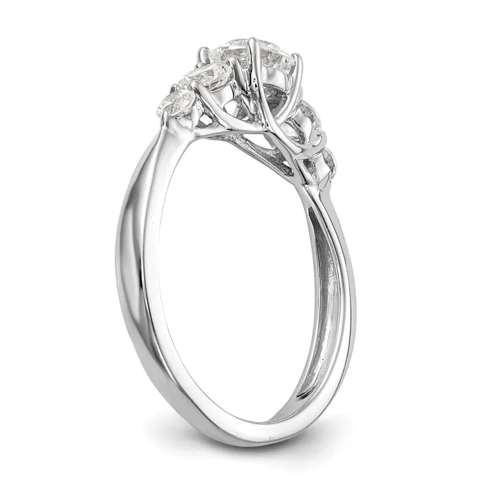 Goldia Rings 050ct CZ Solid Real 14K White Gold 5Stone Engagement Ring
