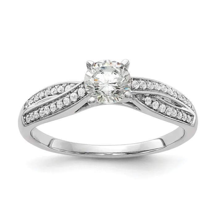 Goldia Rings 050ct CZ Solid Real 14K White Gold Engagement Ring