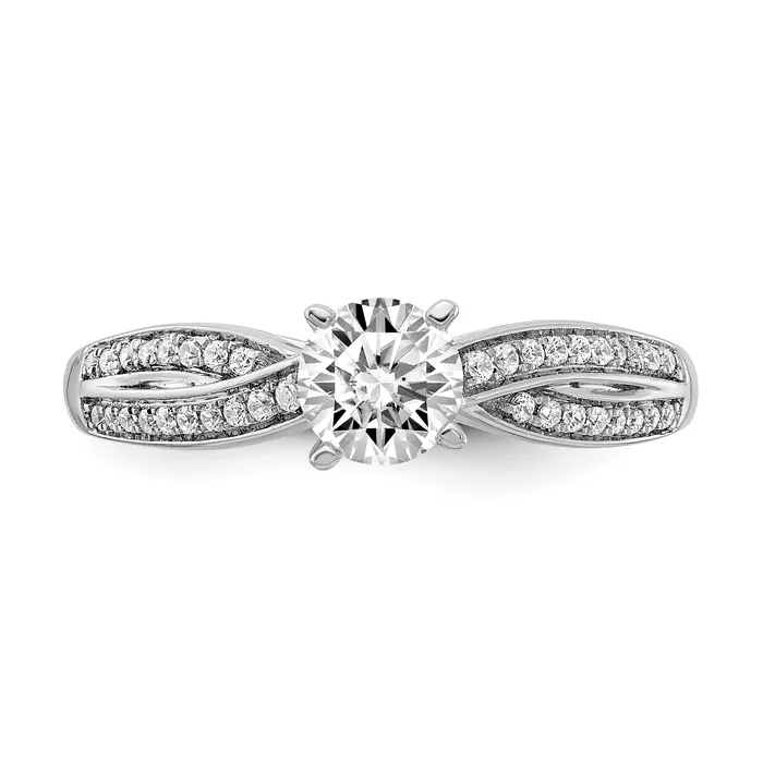 Goldia Rings 050ct CZ Solid Real 14K White Gold Engagement Ring