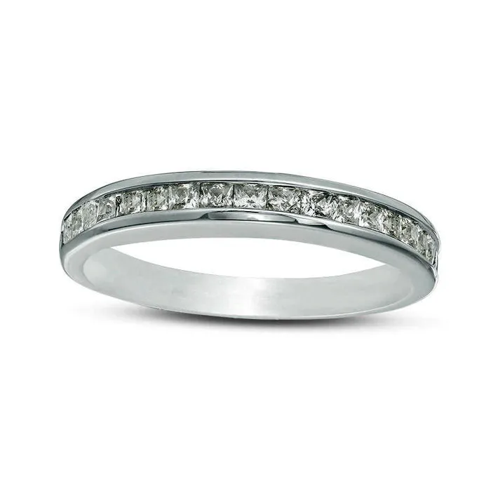 Goldia Rings 063 CT TW PrincessCut Natural Diamond Wedding Band in Solid 10K White Gold Goldia Rings 063 CT TW PrincessCut Natural Diamond Wedding Band in Solid 10K White Gold