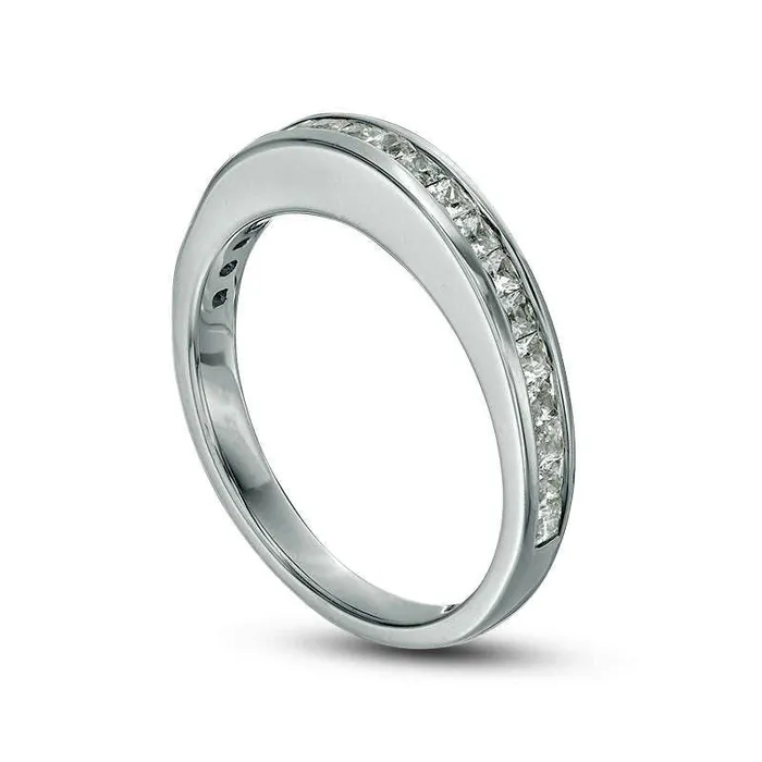 Goldia Rings 063 CT TW PrincessCut Natural Diamond Wedding Band in Solid 10K White Gold Goldia Rings 063 CT TW PrincessCut Natural Diamond Wedding Band in Solid 10K White Gold