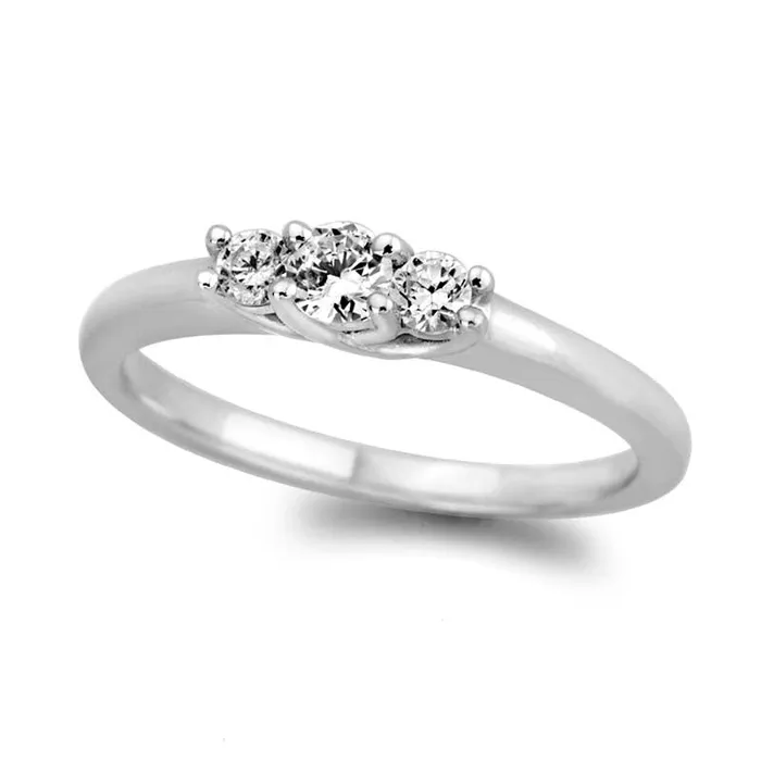 Goldia Rings 075 CT TW Certified Natural Diamond Three Stone Engagement Ring in Solid 14K White Gold ISI2 Goldia Rings 075 CT TW Certified Natural Diamond Three Stone Engagement Ring in Solid 14K White Gold ISI2