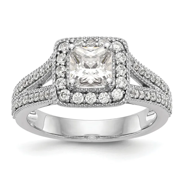 Goldia Rings 075ct CZ Solid Real 14K White Gold Princess Cushion Halo Engagement Ring Goldia Rings 075ct CZ Solid Real 14K White Gold Princess Cushion Halo Engagement Ring