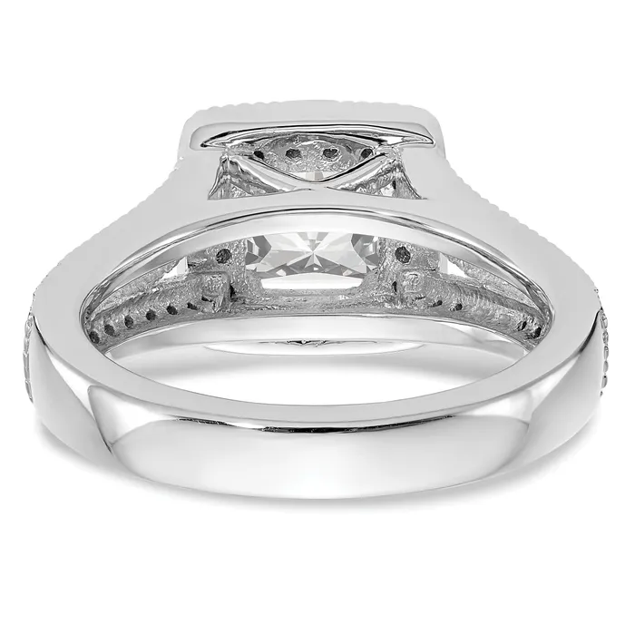 Goldia Rings 075ct CZ Solid Real 14K White Gold Princess Cushion Halo Engagement Ring