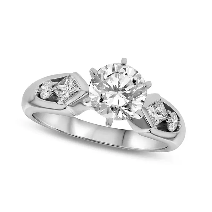 Goldia Rings 10 CT TW Natural Diamond Engagement Ring in Solid 14K White Gold Goldia Rings 10 CT TW Natural Diamond Engagement Ring in Solid 14K White Gold