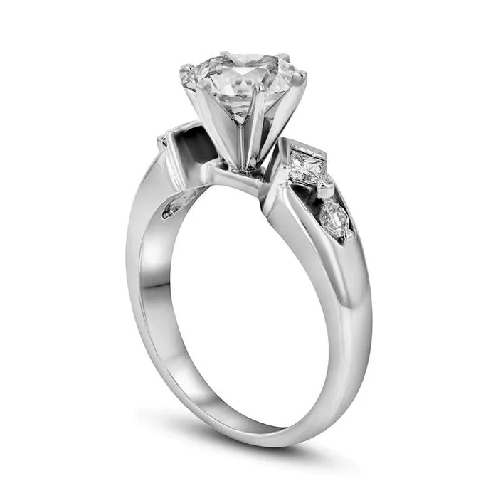 Goldia Rings 10 CT TW Natural Diamond Engagement Ring in Solid 14K White Gold Goldia Rings 10 CT TW Natural Diamond Engagement Ring in Solid 14K White Gold