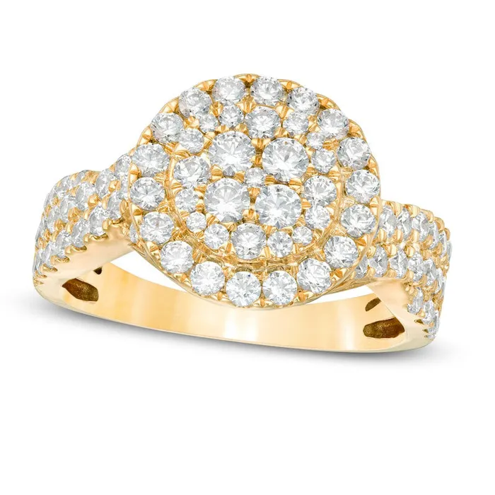 Goldia Rings 15 CT TW Composite Natural Diamond Frame MultiRow Engagement Ring in Solid 10K Yellow Gold Goldia Rings 15 CT TW Composite Natural Diamond Frame MultiRow Engagement Ring in Solid 10K Yellow Gold