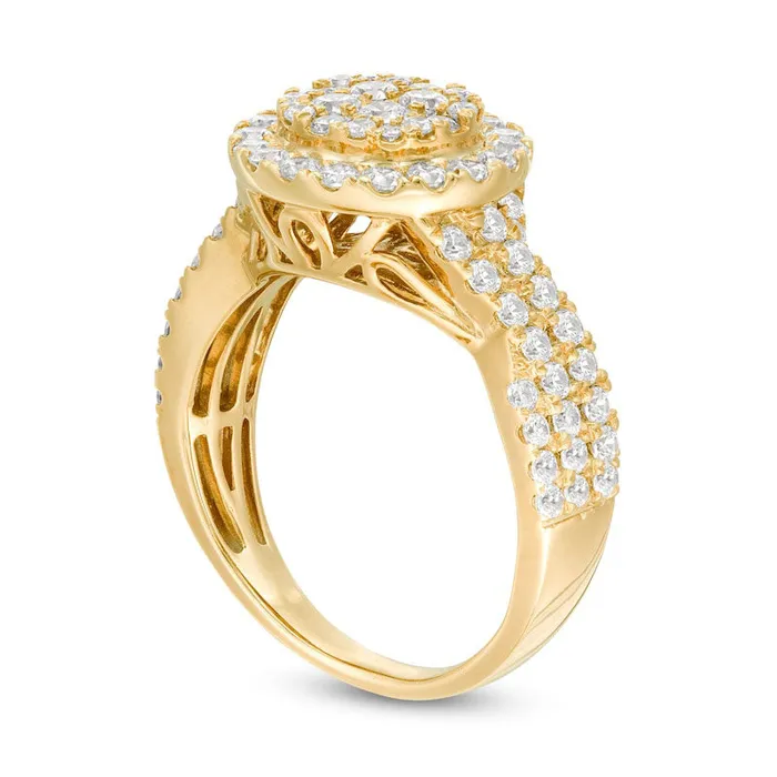 Goldia Rings 15 CT TW Composite Natural Diamond Frame MultiRow Engagement Ring in Solid 10K Yellow Gold Goldia Rings 15 CT TW Composite Natural Diamond Frame MultiRow Engagement Ring in Solid 10K Yellow Gold
