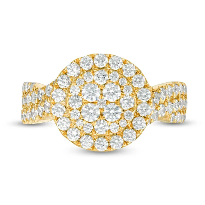 Goldia Rings 15 CT TW Composite Natural Diamond Frame MultiRow Engagement Ring in Solid 10K Yellow Gold Goldia Rings 15 CT TW Composite Natural Diamond Frame MultiRow Engagement Ring in Solid 10K Yellow Gold