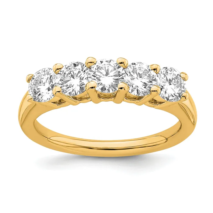 Goldia Rings 150ct CZ Solid Real 14K Yellow Gold 5Stone Wedding Band Ring Goldia Rings 150ct CZ Solid Real 14K Yellow Gold 5Stone Wedding Band Ring