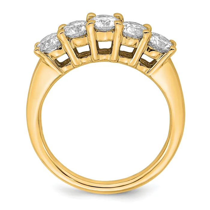 Goldia Rings 150ct CZ Solid Real 14K Yellow Gold 5Stone Wedding Band Ring