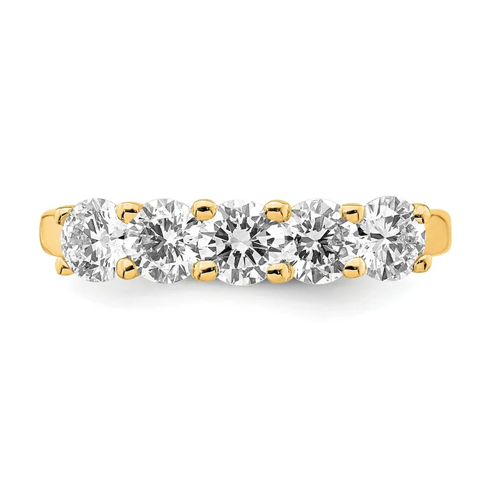 Goldia Rings 150ct CZ Solid Real 14K Yellow Gold 5Stone Wedding Band Ring