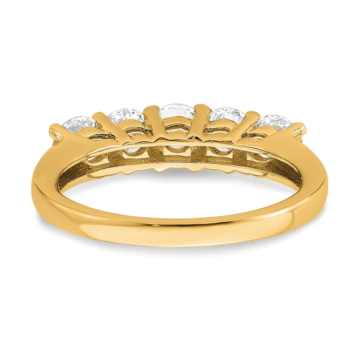 Goldia Rings 150ct CZ Solid Real 14K Yellow Gold 5Stone Wedding Band Ring