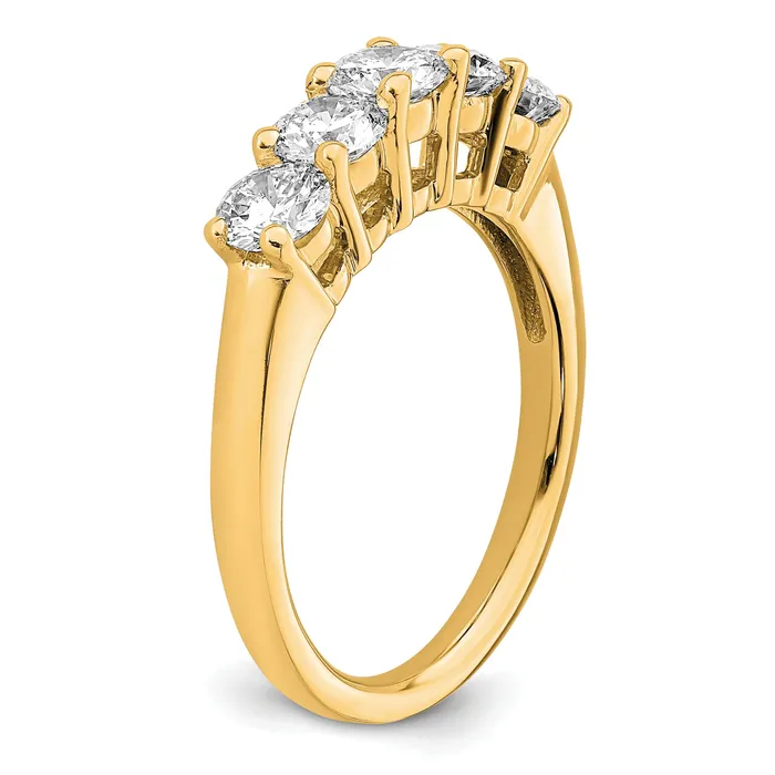Goldia Rings 150ct CZ Solid Real 14K Yellow Gold 5Stone Wedding Band Ring