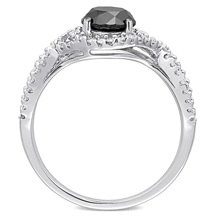 Goldia Rings 175 CT TW Enhanced Black and White Natural Diamond Twist Shank Engagement Ring in Solid 10K White Gold Goldia Rings 175 CT TW Enhanced Black and White Natural Diamond Twist Shank Engagement Ring in Solid 10K White Gold