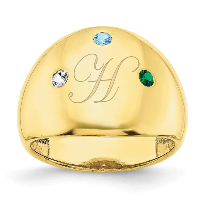 Goldia Rings 10K Yellow Gold 3 Birthstone Personalized Cigar Ring