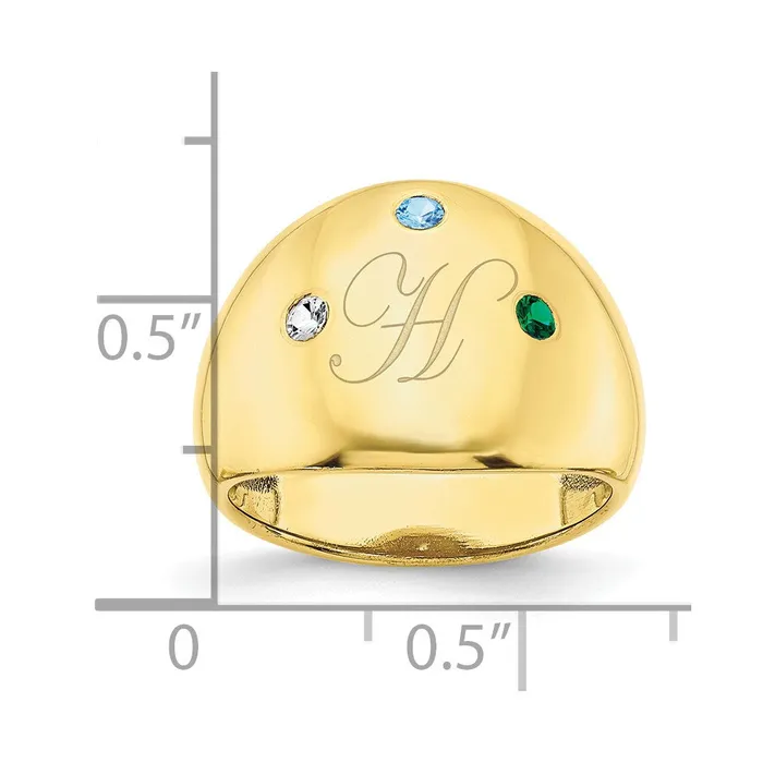 Goldia Rings 10K Yellow Gold 3 Birthstone Personalized Cigar Ring