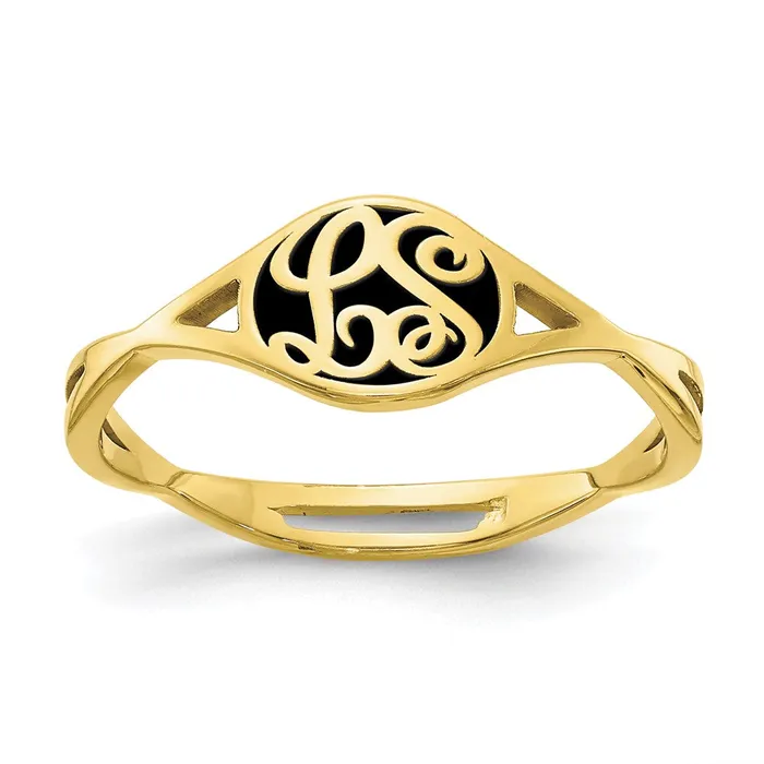 Goldia Rings 10K Yellow Gold Epoxied Twisted Band Initial Ring