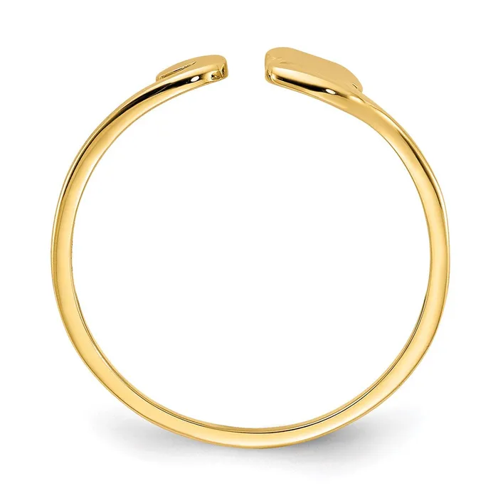 Goldia Rings 14k Gold Polished Cat Adjustable Cuff Ring
