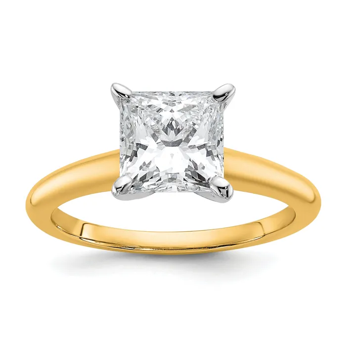 Goldia Rings 14k Twotone 2 Ct Lab Grown Diamond VSSI G Princess Solitare Engagement Ring Goldia Rings 14k Twotone 2 Ct Lab Grown Diamond VSSI G Princess Solitare Engagement Ring