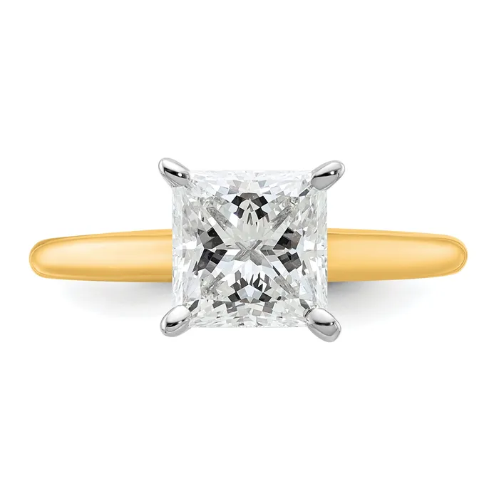 Goldia Rings 14k Twotone 2 Ct Lab Grown Diamond VSSI G Princess Solitare Engagement Ring