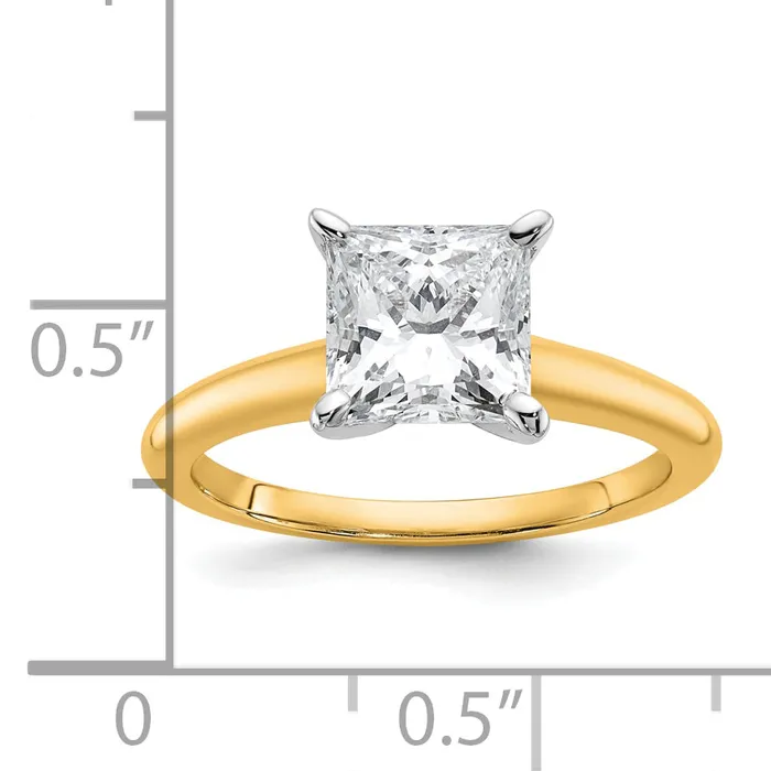 Goldia Rings 14k Twotone 2 Ct Lab Grown Diamond VSSI G Princess Solitare Engagement Ring