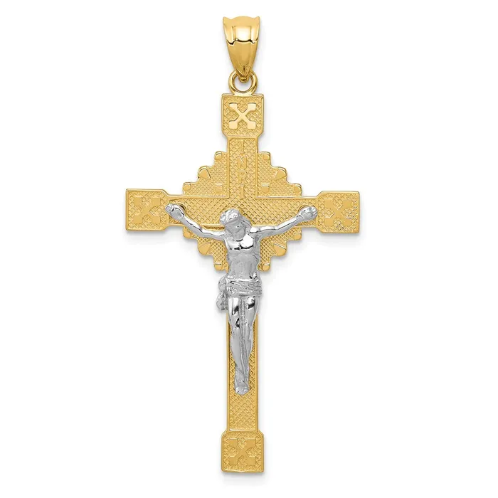 Goldia Rings 14k Twotone Gold Polished INRI Crucifix Pendant