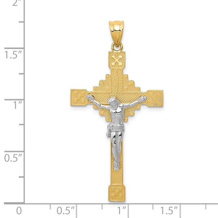 Goldia Rings 14k Twotone Gold Polished INRI Crucifix Pendant