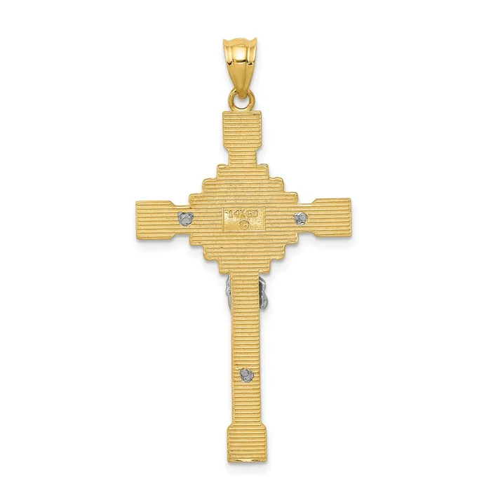 Goldia Rings 14k Twotone Gold Polished INRI Crucifix Pendant