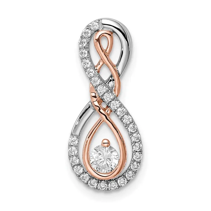 Goldia Rings 14k TwoTone Gold White and Rose Infinity Real Diamond Chain Slide Goldia Rings 14k TwoTone Gold White and Rose Infinity Real Diamond Chain Slide