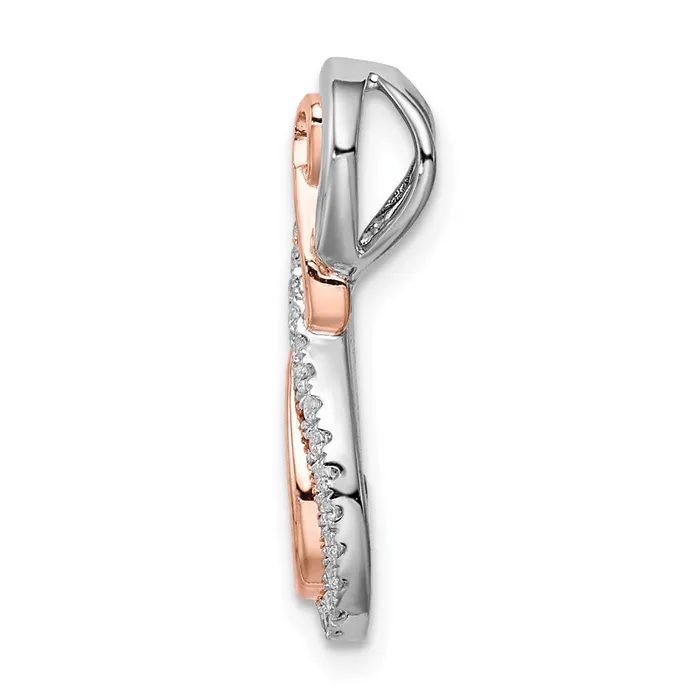 Goldia Rings 14k TwoTone Gold White and Rose Infinity Real Diamond Chain Slide