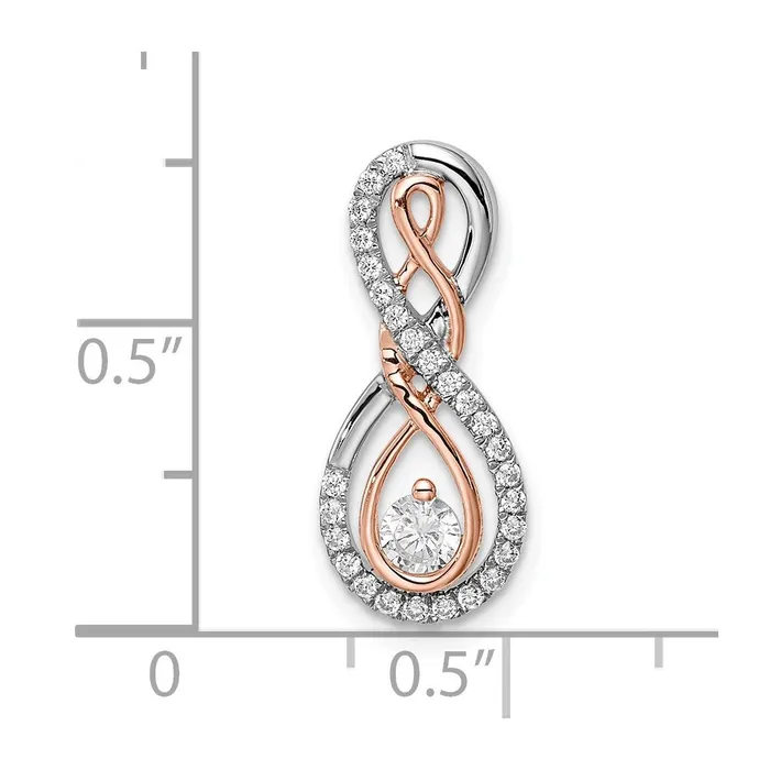 Goldia Rings 14k TwoTone Gold White and Rose Infinity Real Diamond Chain Slide