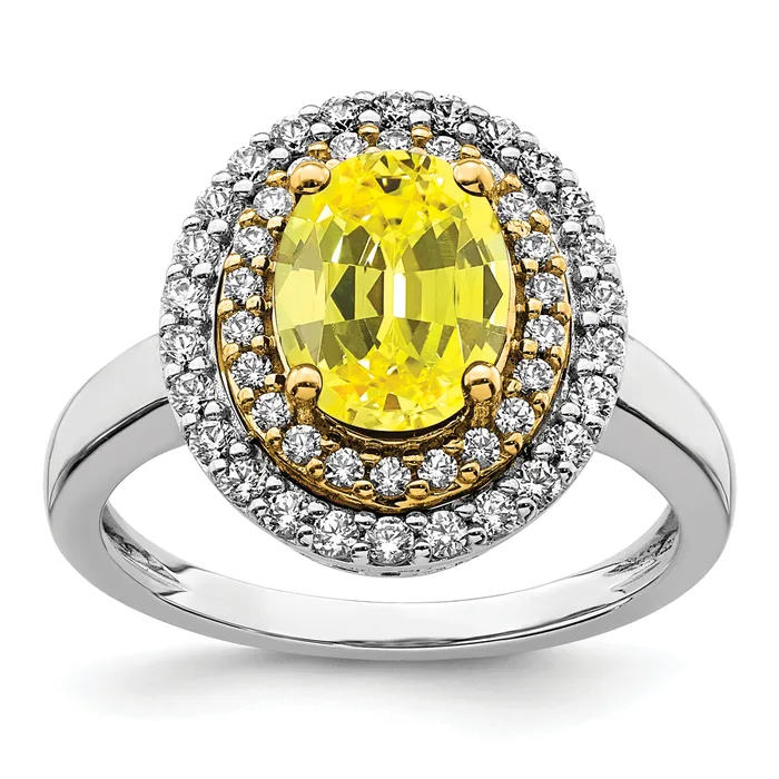 Goldia Rings 14K TwoTone Lab Grown VSSI G Diamond Created Yellow Sapphire Ring Goldia Rings 14K TwoTone Lab Grown VSSI G Diamond Created Yellow Sapphire Ring