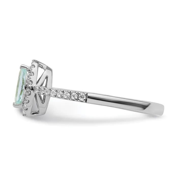 Goldia Rings 14k White Gold 15 Ct Lab Grown Diamond VSSI G and Aquamarine March Birthstone Ring