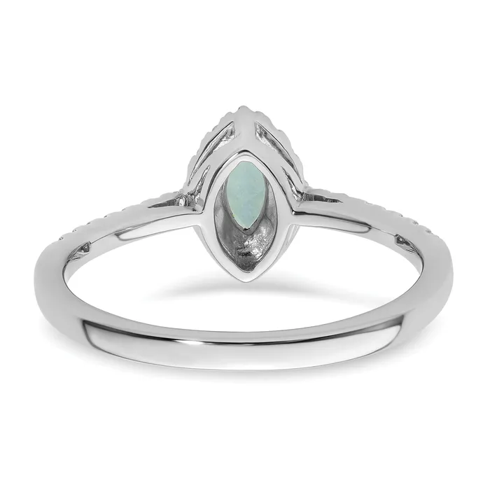 Goldia Rings 14k White Gold 15 Ct Lab Grown Diamond VSSI G and Aquamarine March Birthstone Ring