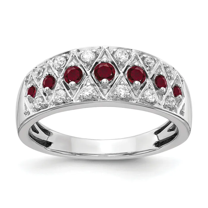 Goldia Rings 14k White Gold 15 Ct Lab Grown Diamond VSSI G and Lab Created Ruby Fancy Ring Goldia Rings 14k White Gold 15 Ct Lab Grown Diamond VSSI G and Lab Created Ruby Fancy Ring