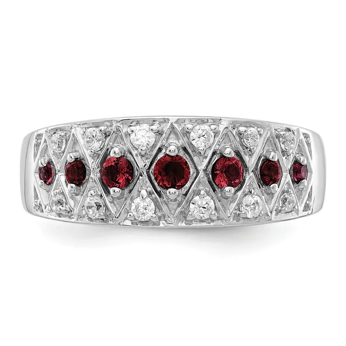 Goldia Rings 14k White Gold 15 Ct Lab Grown Diamond VSSI G and Lab Created Ruby Fancy Ring