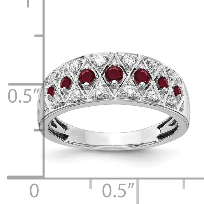 Goldia Rings 14k White Gold 15 Ct Lab Grown Diamond VSSI G and Lab Created Ruby Fancy Ring