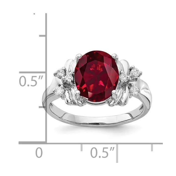 Goldia Rings 14k White Gold 10x8mm Oval Created Ruby A Real Diamond ring