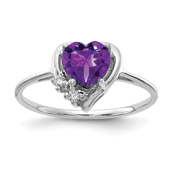 Goldia Rings 14k White Gold 6mm Heart Amethyst A Real Diamond ring