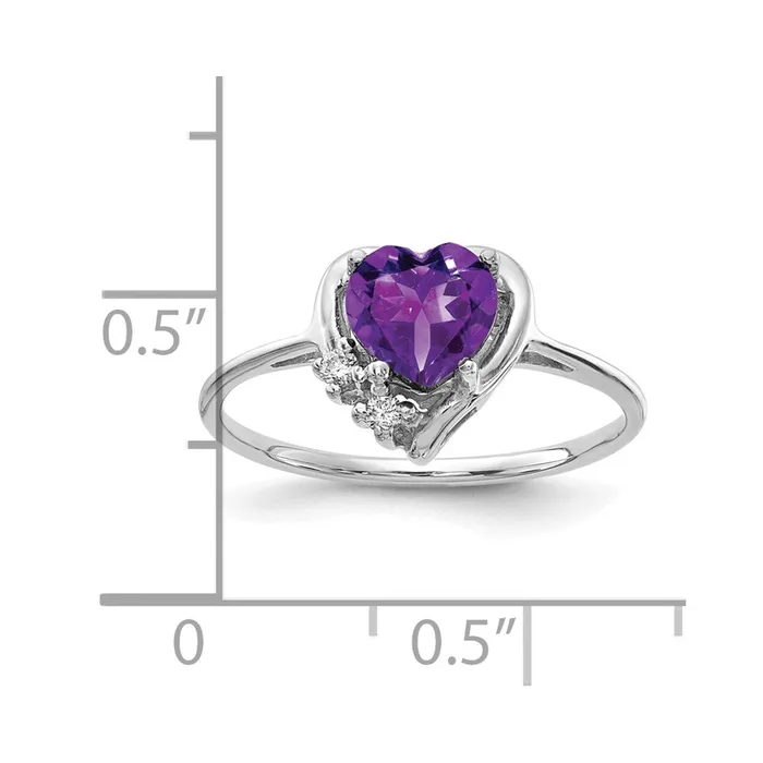 Goldia Rings 14k White Gold 6mm Heart Amethyst A Real Diamond ring