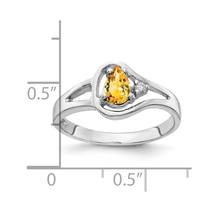 Goldia Rings 14k White Gold 6x4mm Pear Citrine A Real Diamond ring