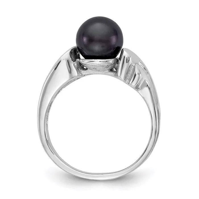 Goldia Rings 14k White Gold 7mm Black FW Cultured Pearl Ring