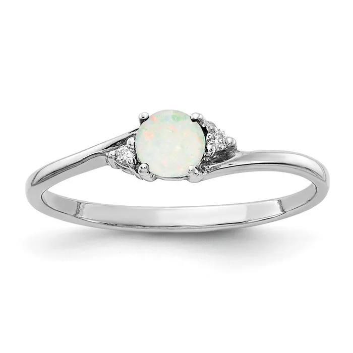 Goldia Rings 14k White Gold Opal and Diamond Ring