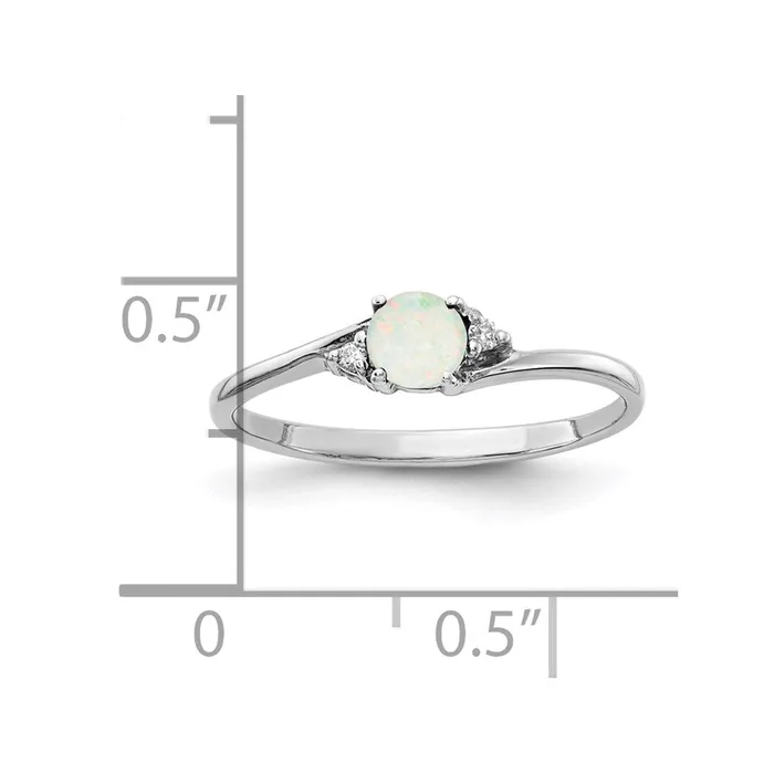 Goldia Rings 14k White Gold Opal and Diamond Ring