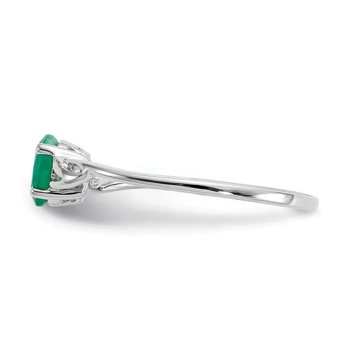Goldia Rings 14K White Gold Polished Geniune Emerald Birthstone Ring