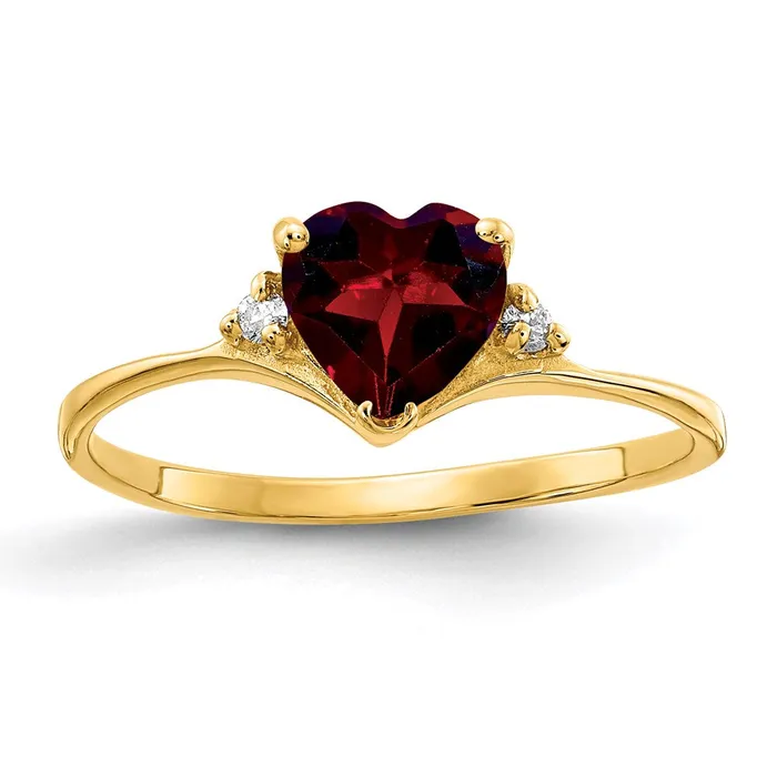 Goldia Rings 14K Yellow Gold 6mm Heart Garnet A Real Diamond ring