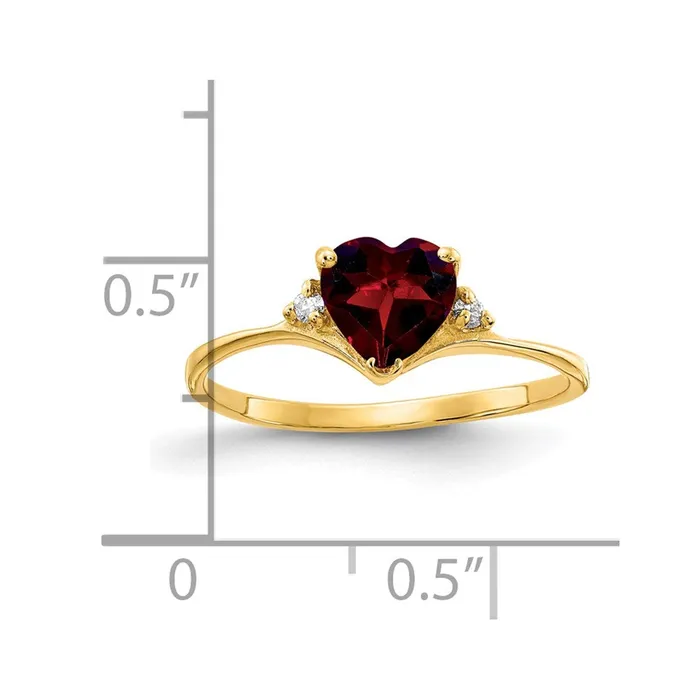 Goldia Rings 14K Yellow Gold 6mm Heart Garnet A Real Diamond ring