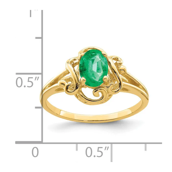Goldia Rings 14K Yellow Gold 7x5mm Oval Emerald ring