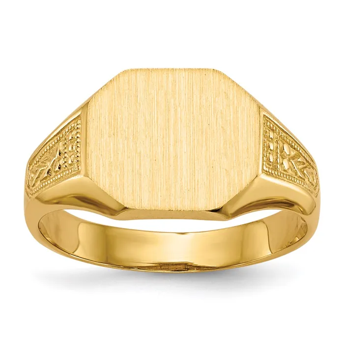 Goldia Rings 14K Yellow Gold 90x110mm Open Back Signet Ring